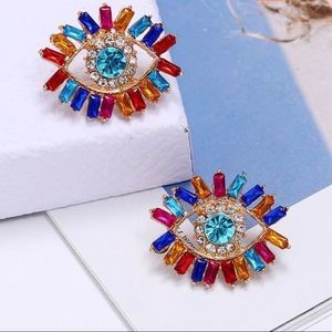 Multicolor Gem Evil eye Earring